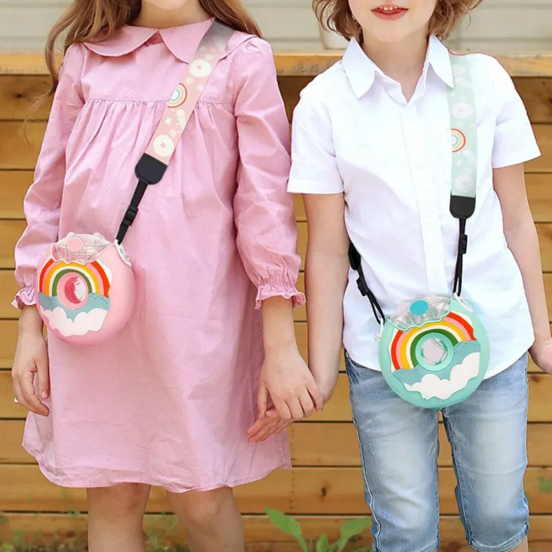 Silicone And Plastic Delicious Kids Donut Sipper Water Bottle With Straw