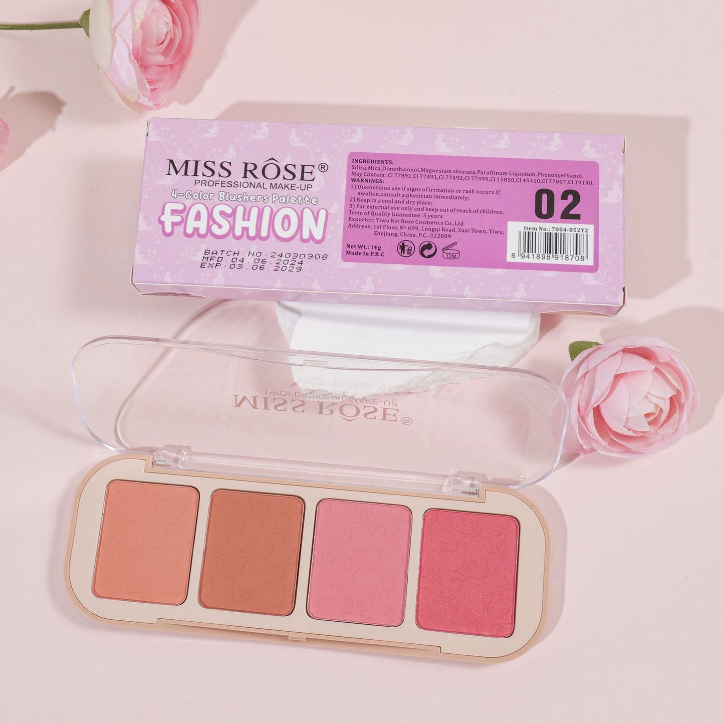 Miss Rose Butter Blend 4-Color Blush Palette
