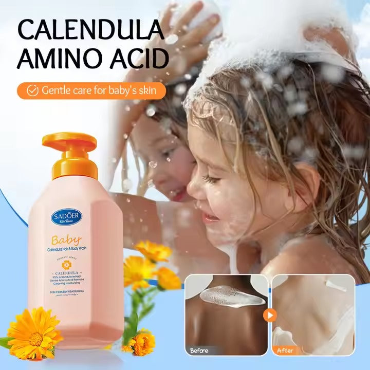 SADOER Children's Calendula Amino Acid Gentle Moisturizing Shampoo and Bath Gel 600ml