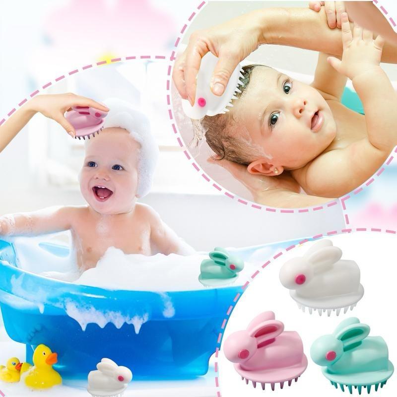 Silicon Cute Rabbit Brush Scalp Massager Comb Shower Head Hair Washing Tool