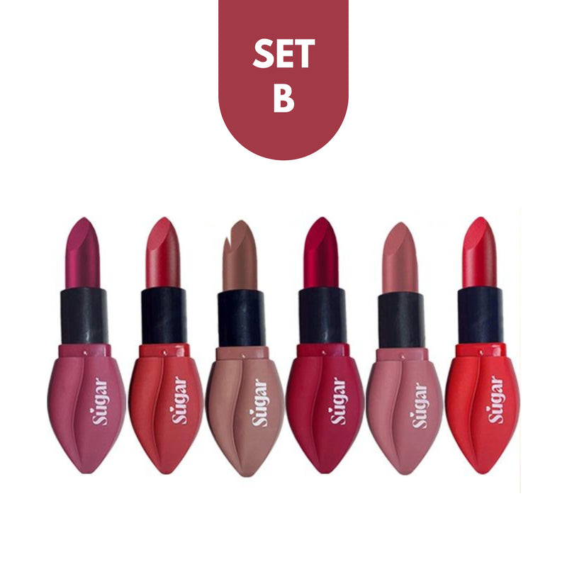 Rhode Peptide Lip Tint + Sugar Matte Lipstick Collection – 24HR Long Lasting (Pack of 6)