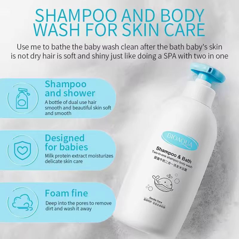 BIOAQUA Nature Organic Milk Moisture Clean Fragrance Nourish Children Body Wash Shower Gel Shampoo And Bath