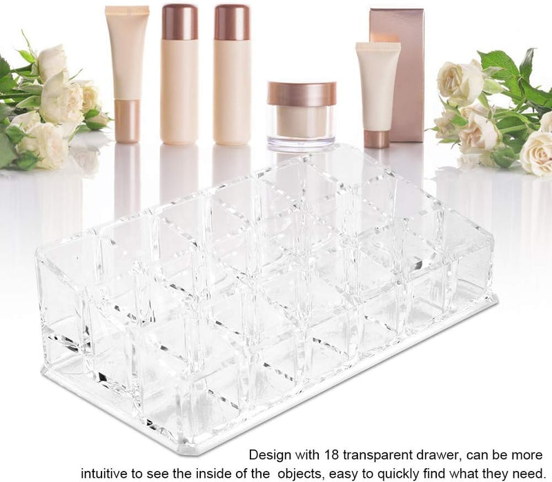 Lipstick Storage Box with 18 Grids, Transparent Acrylic Lipstick Display Stand, Cosmetic Makeup Organizer, Lipstick Holder Lipstick, Jewelry
