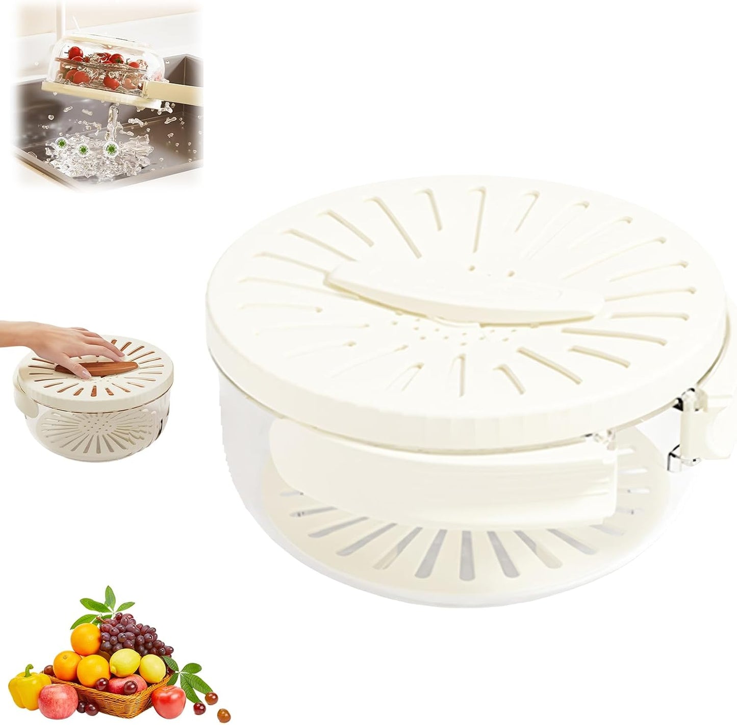 Multifunction 2in1 Food Colander With Handle Draining Bowl With Lid