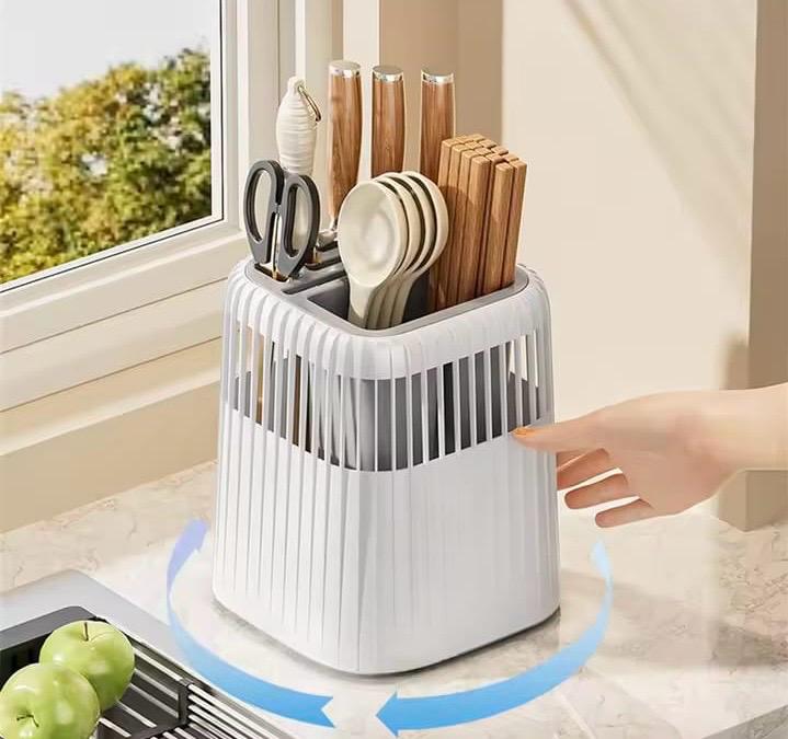 Multifunctional 360 Rotating Knife and Chopstick Kitchen Utensil Holder
