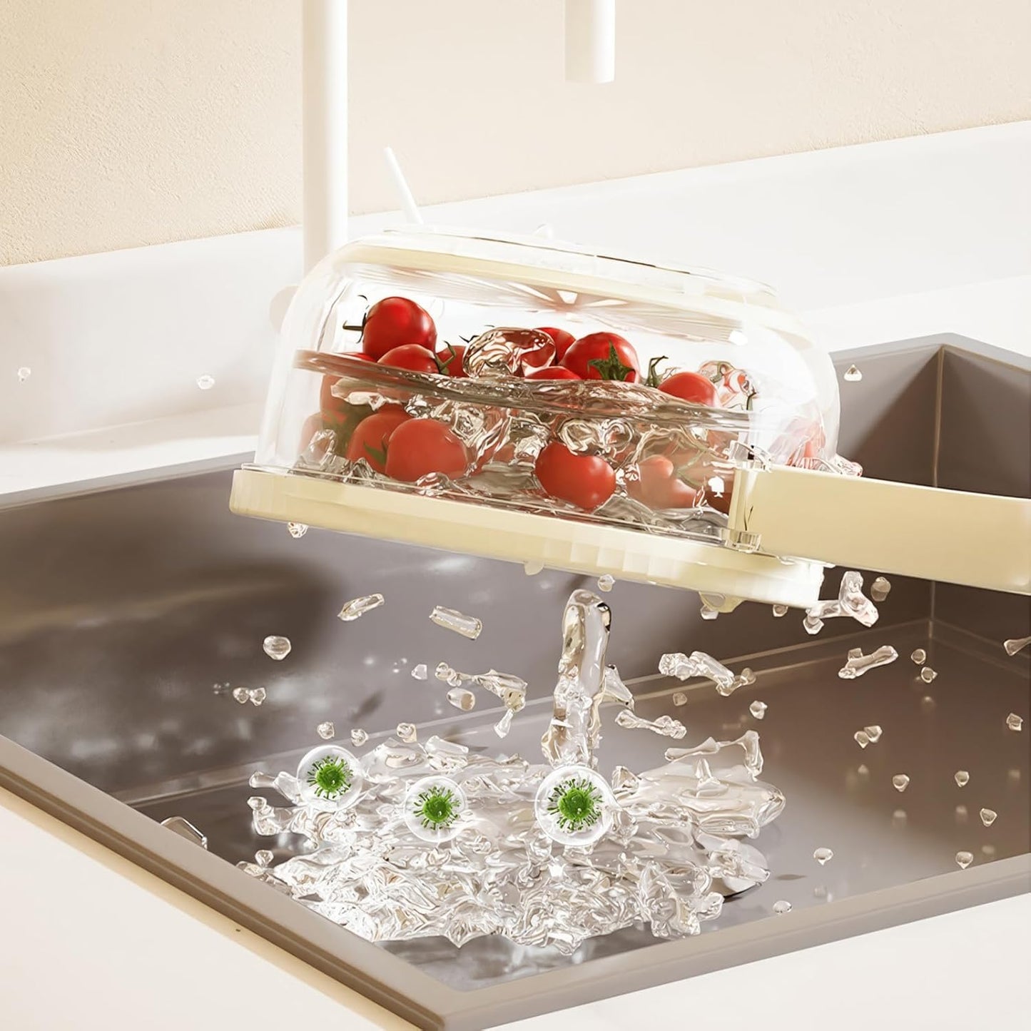 Multifunction 2in1 Food Colander With Handle Draining Bowl With Lid