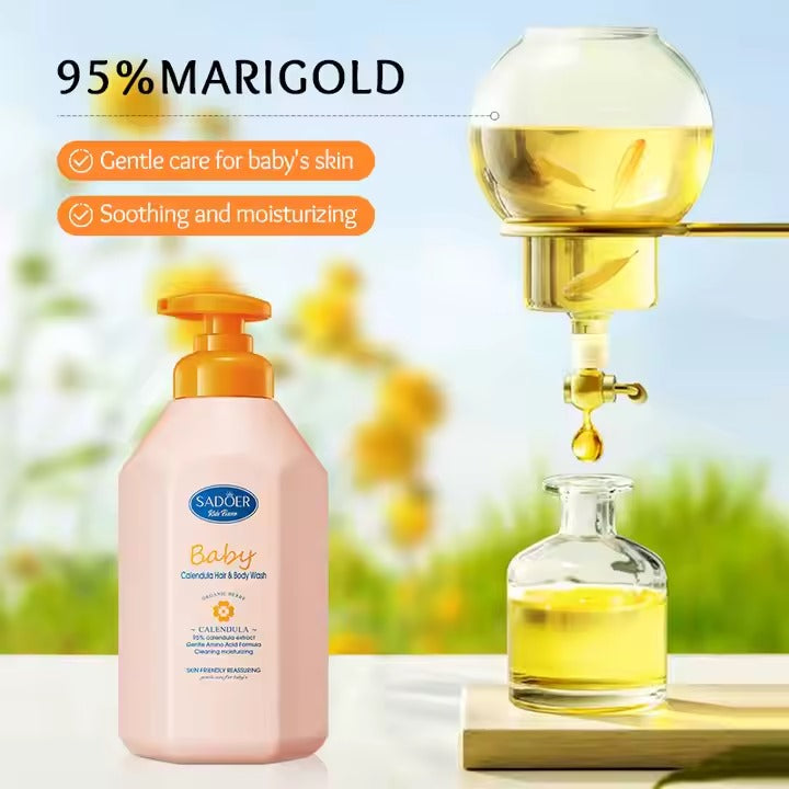 SADOER Children's Calendula Amino Acid Gentle Moisturizing Shampoo and Bath Gel 600ml