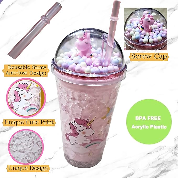 Beautiful Unicorn Sipper Water Glass For Kids Without Light