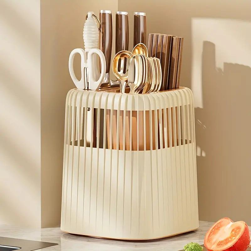Multifunctional 360 Rotating Knife and Chopstick Kitchen Utensil Holder