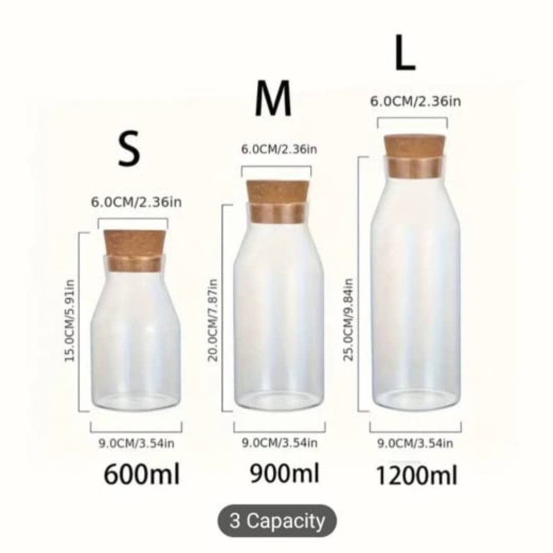 Borosilicate Glass Jar Bottle With Wooden Cork Cap