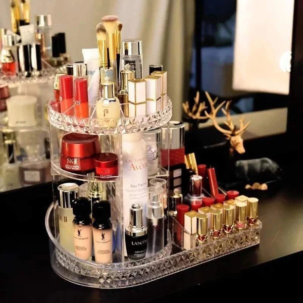 360 Degree Rotating Organizer With Lipstick Organizer Tray