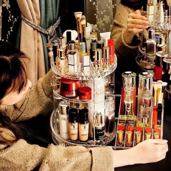360 Degree Rotating Organizer With Lipstick Organizer Tray