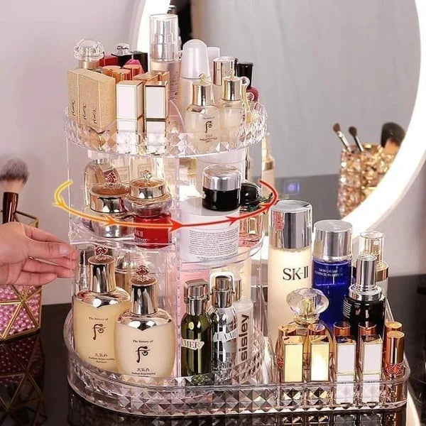 360 Degree Rotating Organizer With Lipstick Organizer Tray