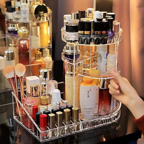360 Degree Rotating Organizer With Lipstick Organizer Tray