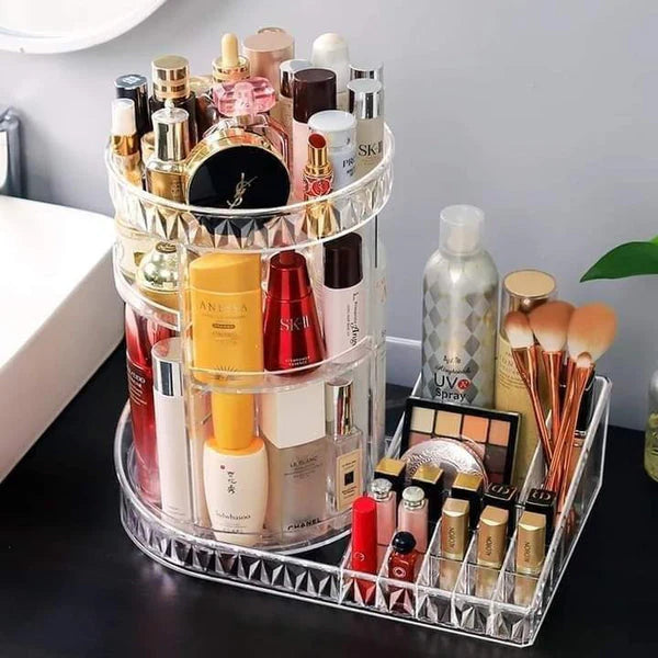 360 Degree Rotating Organizer With Lipstick Organizer Tray
