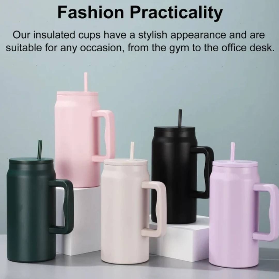 Modern Stanley Quencher Dupe Tumbler With Colored Straw And Lid