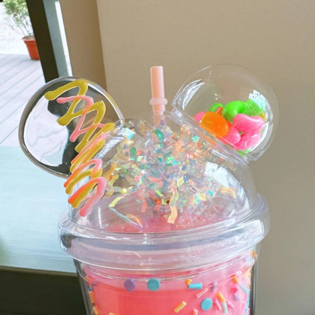 Cute Sprinkles Transparent Double Layer Water Sipper Glass
