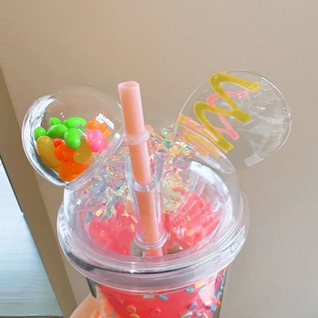 Cute Sprinkles Transparent Double Layer Water Sipper Glass