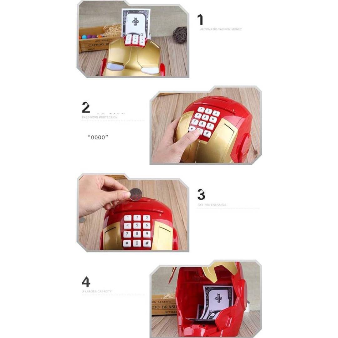 Marvel Avengers Iron Man Helmet Password Lock Piggy Bank