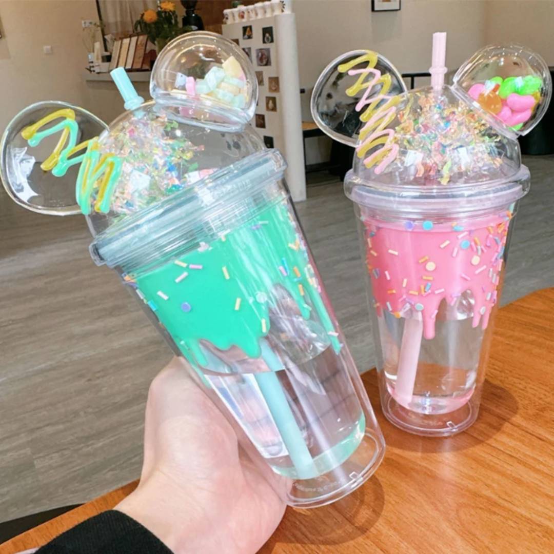 Cute Sprinkles Transparent Double Layer Water Sipper Glass