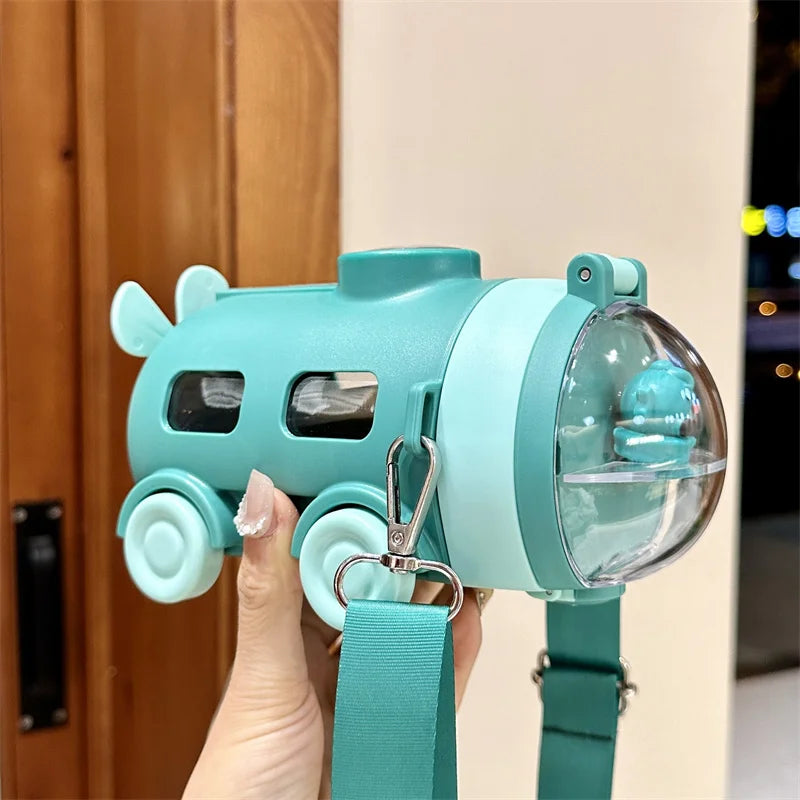 Underwater Adventure Flask Water Bottle With Straw Cartoon Water Bottle For Kids 550ml