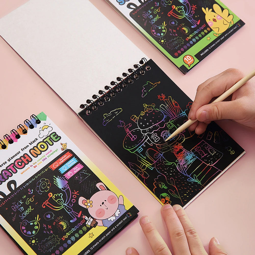 Multicolor Rainbow Kids Magic Drawing Paper Scratch Sketch Notebook