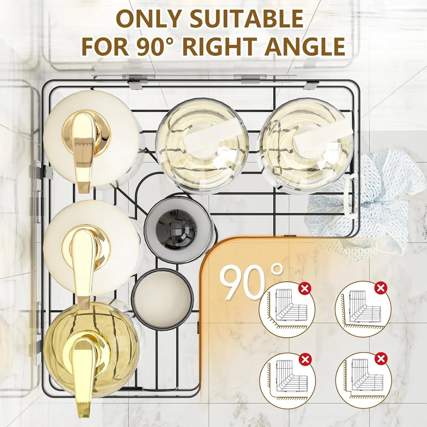 Multipurpose Stainless Steel Wall Storage Racks Mesh Shower Shelves Bathroom Corner Basket Soap Holder Set Of 5