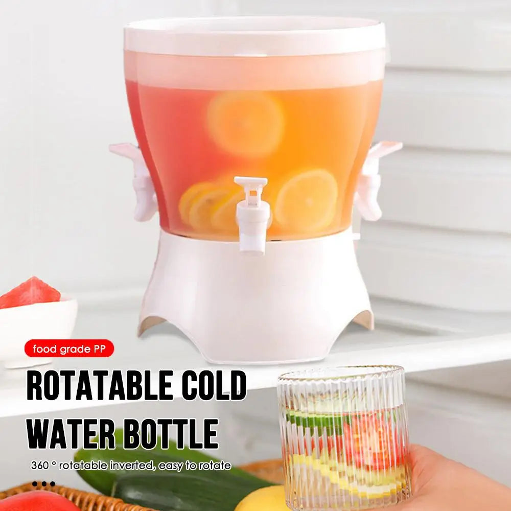 3 In 1 Rotated Beverage Dispenser With 3 Tap, Plastic Drink Dispenser For Refrigerator, Lemonade Drinkware Cold Water Bottle