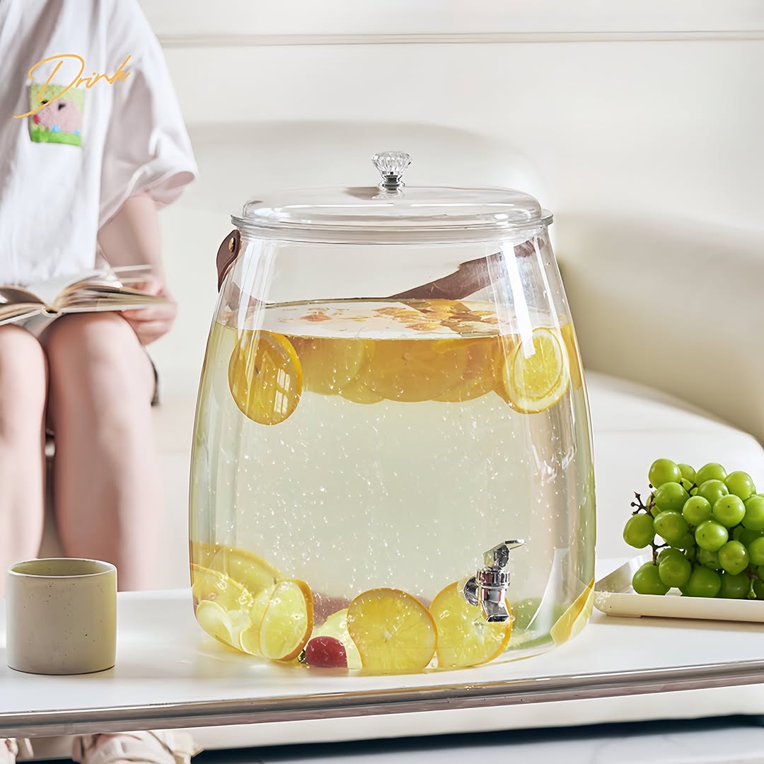 Stylish Beverage Dispenser Refined Acrylic Juice Jar Cooler 5.2L Capacity