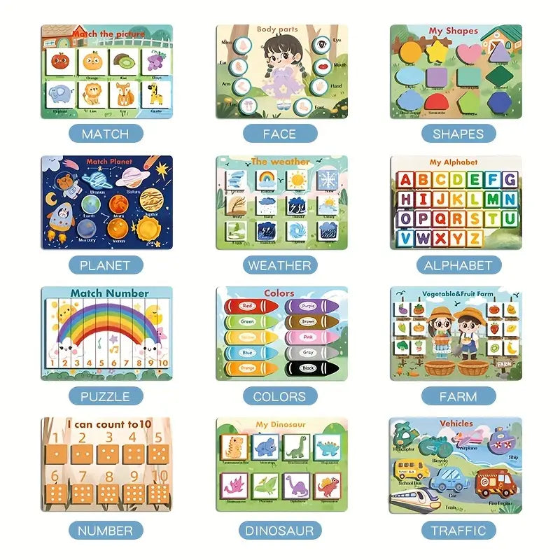 Montessori Educational Toy 7 Page Preschool Activity Flip Book And Early Learning Toy