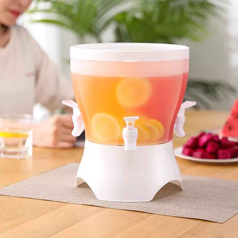 3 In 1 Rotated Beverage Dispenser With 3 Tap, Plastic Drink Dispenser For Refrigerator, Lemonade Drinkware Cold Water Bottle