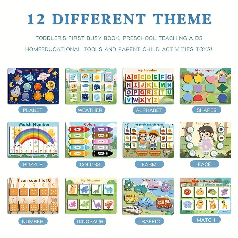 Montessori Educational Toy 7 Page Preschool Activity Flip Book And Early Learning Toy