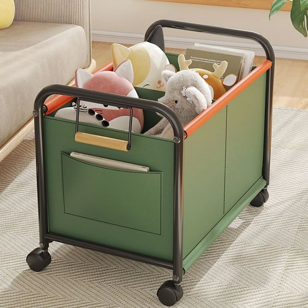 Multipurpose Toy Storage Box with Wheel Kids Bedroom Organizer