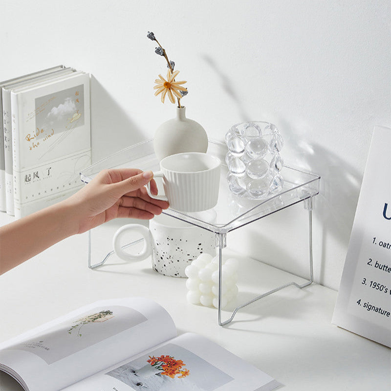Multipurpose Single Layer Clear Acrylic Desk Organizer Vanity Counter Top