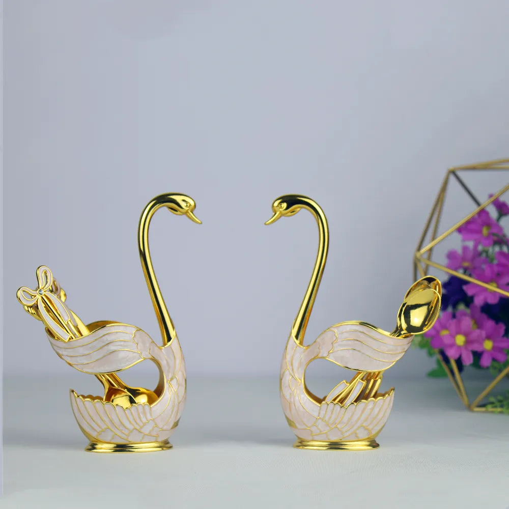 European Style Luxury Duck Shaped Tea Spoon Holder