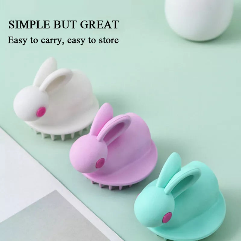 Silicon Cute Rabbit Brush Scalp Massager Comb Shower Head Hair Washing Tool