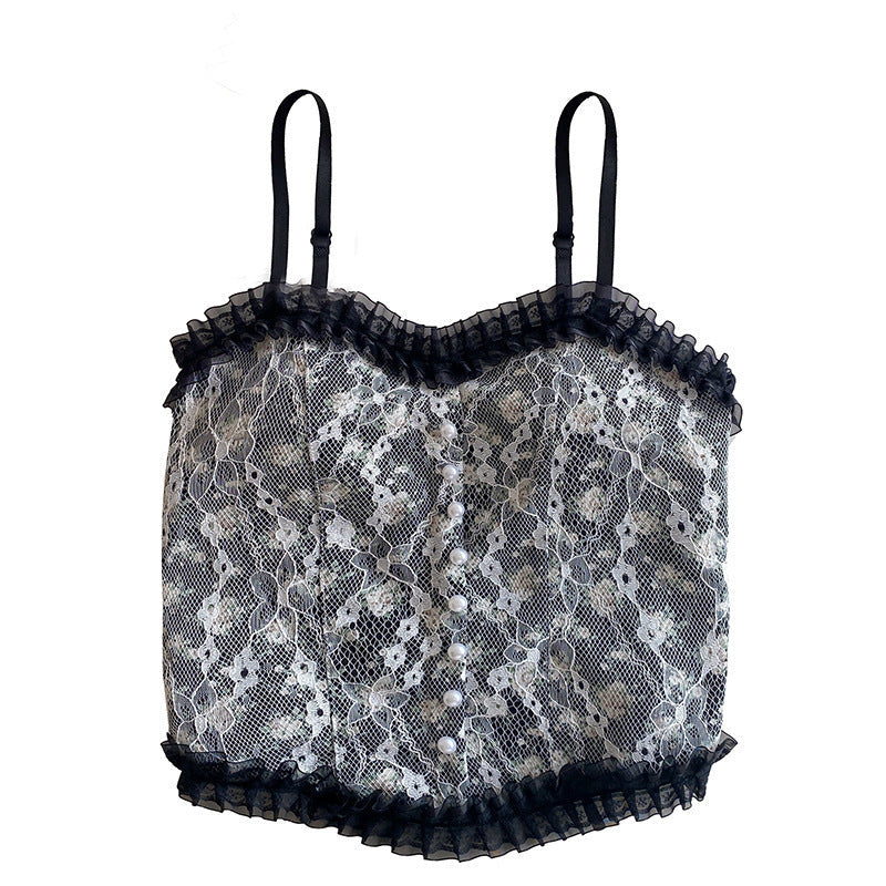 Padded lace camisole bra