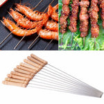 Stainless Steel BBQ Sticks With Wood Handle Pack of 10