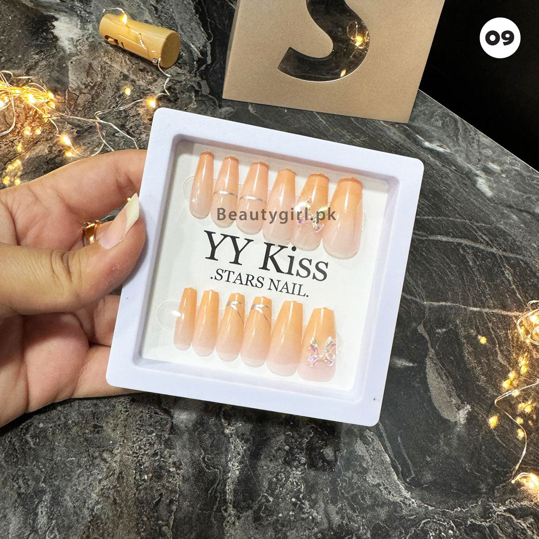 YY Kiss Stars Nails Artificial Nails with Double Side Nail Glue Stickers