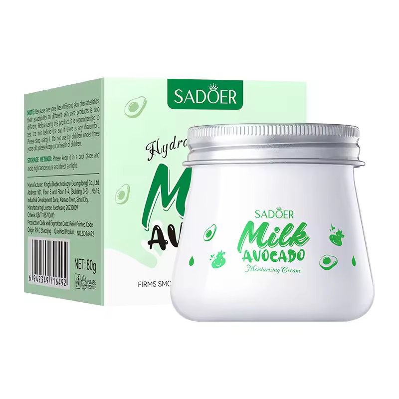 SADOER Milk Avocado Organic Skin Care Anti-Aging Beauty Cream Korean Goat Milk & Avocado Moisturizing with Niacinamide & Vitamin E Face Cream