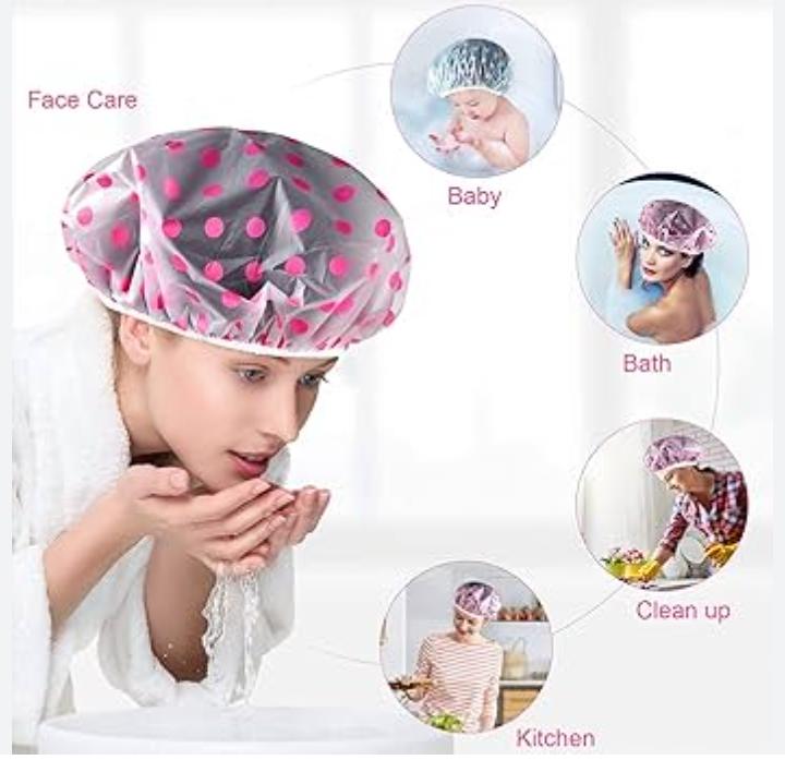 Elastic Reusable Shower Cap Bath Cap Waterproof Pack of 3