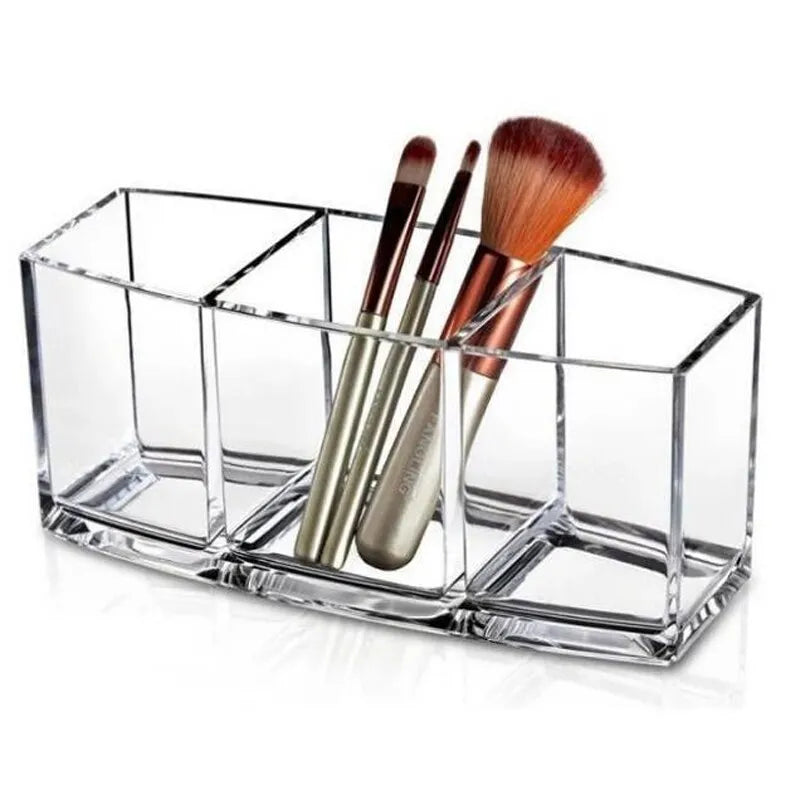 Clear Acrylic 3 Grid Makeup Box Organizer Storage Lipstick Nail Polish Display Stand Holder Cosmetic Jewelry Case Tools Box