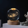 Galaxy Projector USB 3D Solar System Crystal Ball Lamp With Wooden Base Led Display Stand