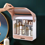 Multi Functional Wall Mounted Bathroom Dressing Cosmetic Organizer With Mirror