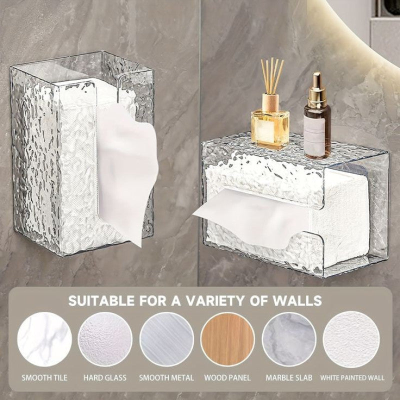 Multifunctional Wall Mounted Acrylic Water Ripple Design Tissue Box