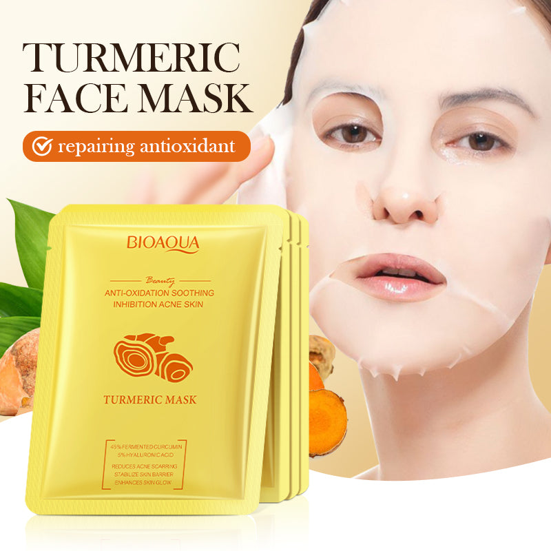 BIOAQUA Turmeric Anti-Oxidation Soothing Inhibition Acne Skin Facial Mask