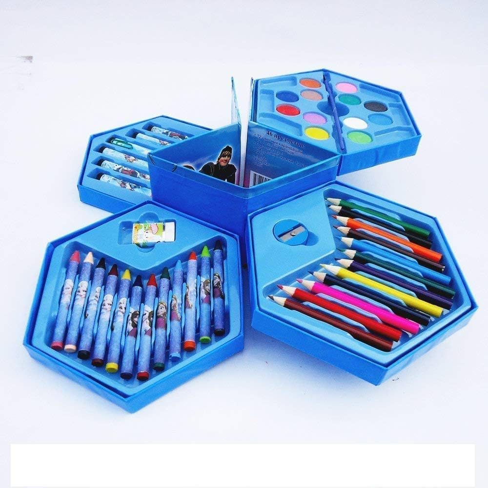 Set Of 46 Pieces Drawing Art Set with Color Pencils Crayons Water Color Sketch Pens For Kids Children