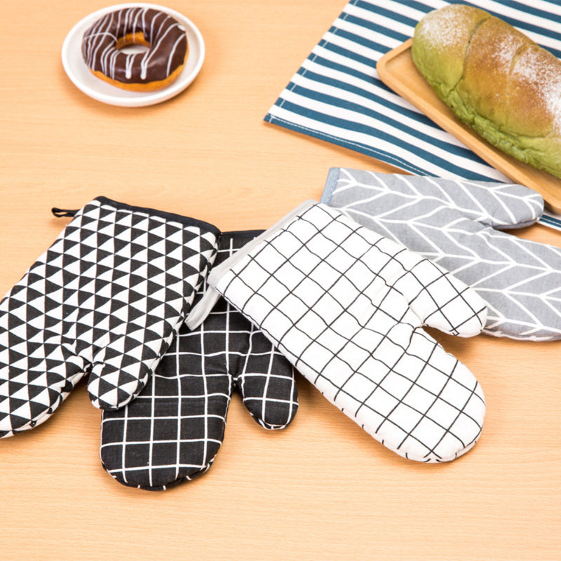 Heat Resistant Cotton Microwave Oven Gloves Oven Pot Holder Baking Glove