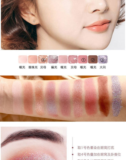 COLOR SIGN 9 Colors Glitter Eye Shadow Palette Shimmer Makeup High Pigment Eyeshadow