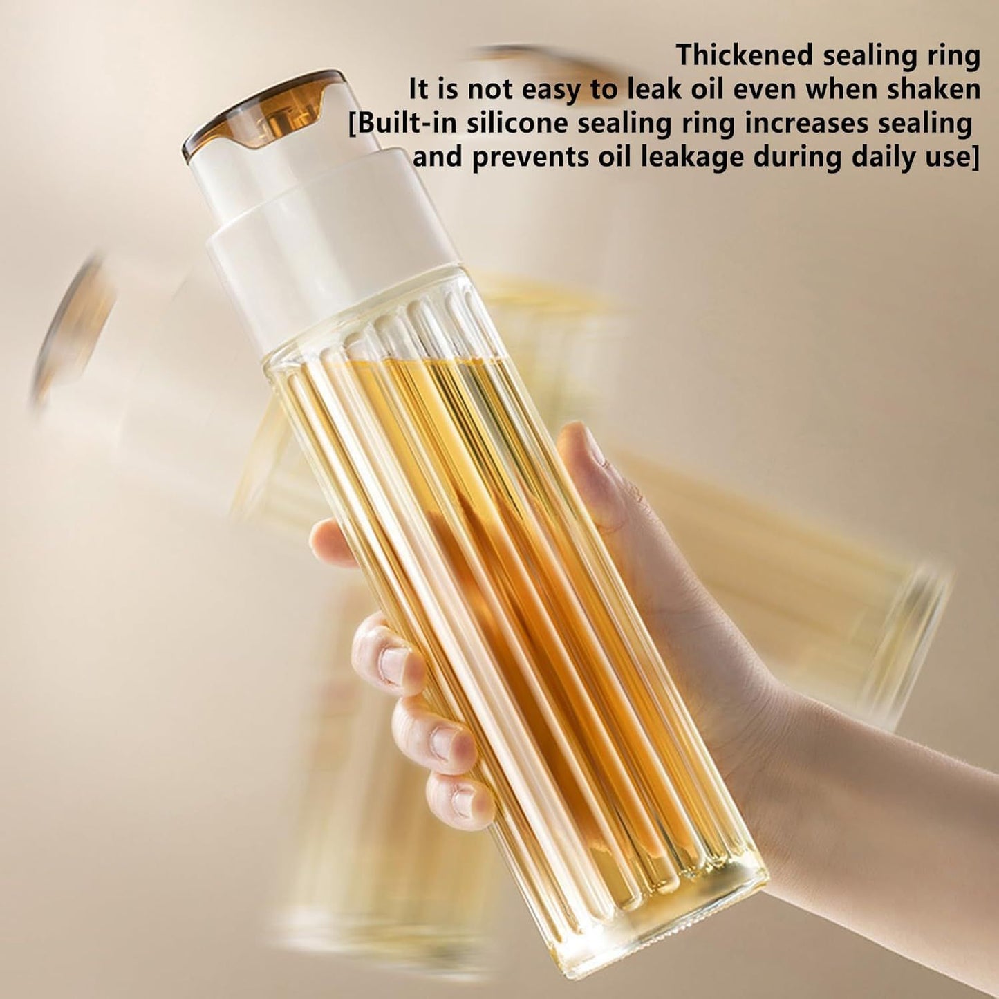 Leak-Proof Glass Oil Dispenser Bottle Automatic Opening &amp; Closing Lid Gravity Oil Tank
